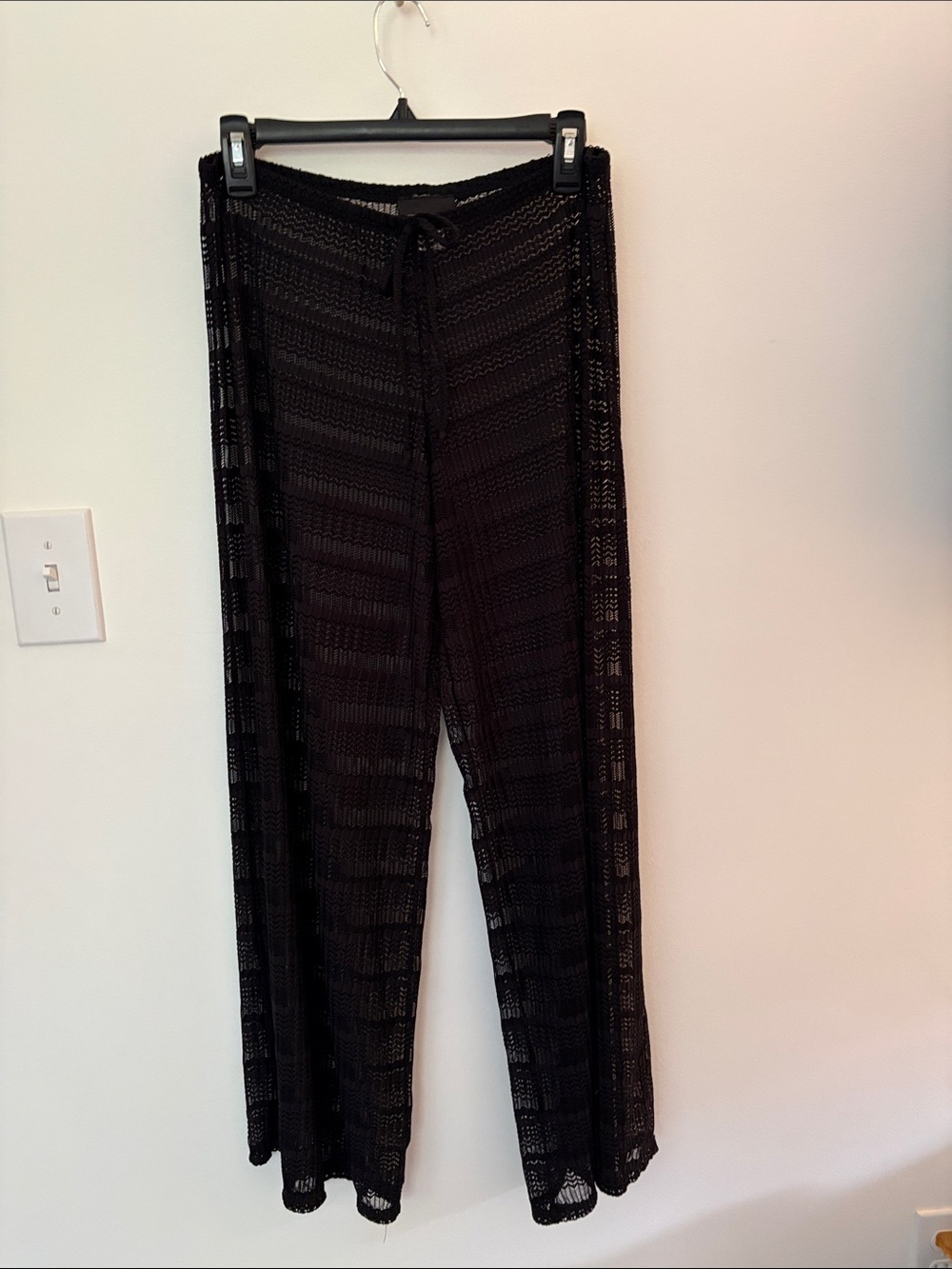 Jordan Taylor Black Crochet Wide-Leg Pants